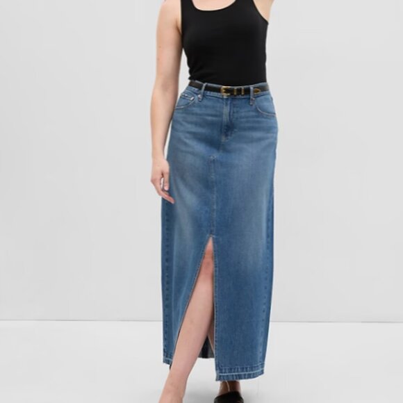 Gap High Rise Denim Maxi Skirt Medium Indigo Size 29 8 - Picture 1 of 12
